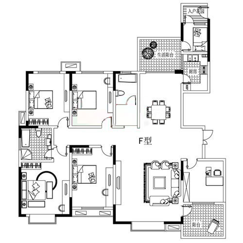 F戶型 230㎡ 5室2廳
