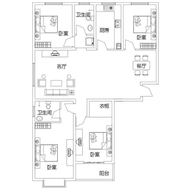 C3戶型 3室2廳 171㎡ 