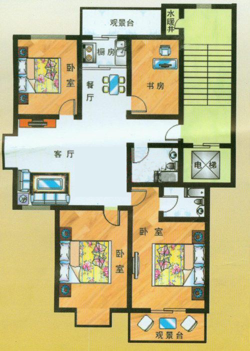 4室2廳1衛(wèi)2廚1陽臺 147㎡