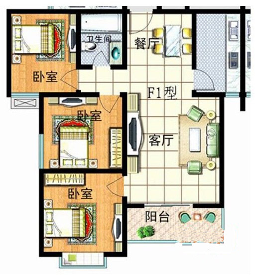 3室2廳1衛1廚104㎡