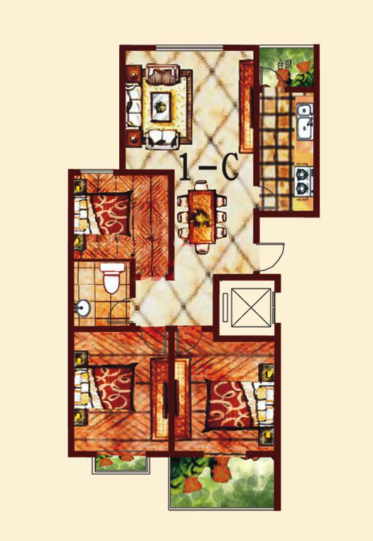 1-C 3室2廳 131.91㎡